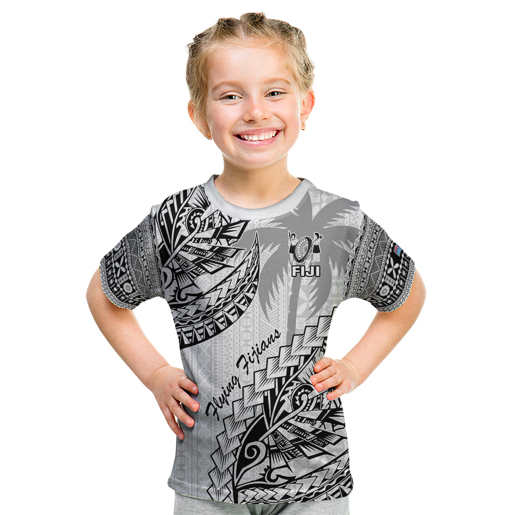 Custom Fiji Rugby Kid T Shirt Kaiviti Fijian Tribal World Cup White - Wonder Print Shop