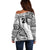 Custom Fiji Rugby Off Shoulder Sweater Kaiviti Fijian Tribal World Cup White - Wonder Print Shop