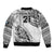 Custom Fiji Rugby Sleeve Zip Bomber Jacket Kaiviti Fijian Tribal World Cup White - Wonder Print Shop