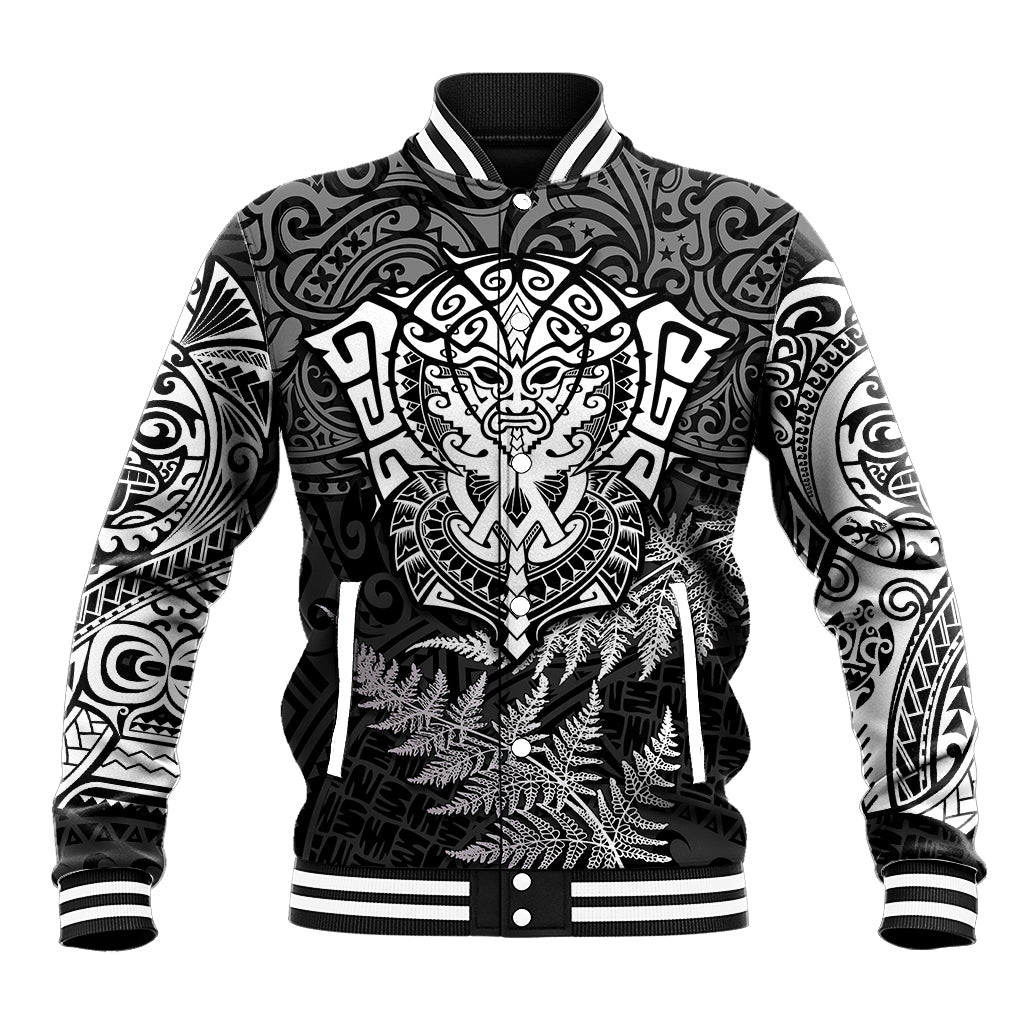 New Zealand Rugby Baseball Jacket Silver Fern All Black Mix Ta Moko White Style LT9 - Wonder Print Shop