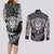 New Zealand Rugby Couples Matching Long Sleeve Bodycon Dress and Long Sleeve Button Shirts Silver Fern All Black Mix Ta Moko White Style LT9 - Wonder Print Shop