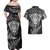 New Zealand Rugby Couples Matching Off Shoulder Maxi Dress and Hawaiian Shirt Silver Fern All Black Mix Ta Moko White Style LT9 - Wonder Print Shop