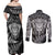 New Zealand Rugby Couples Matching Off Shoulder Maxi Dress and Long Sleeve Button Shirts Silver Fern All Black Mix Ta Moko White Style LT9 - Wonder Print Shop