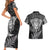 New Zealand Rugby Couples Matching Short Sleeve Bodycon Dress and Hawaiian Shirt Silver Fern All Black Mix Ta Moko White Style LT9 - Wonder Print Shop