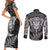 New Zealand Rugby Couples Matching Short Sleeve Bodycon Dress and Long Sleeve Button Shirts Silver Fern All Black Mix Ta Moko White Style LT9 - Wonder Print Shop