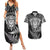 New Zealand Rugby Couples Matching Summer Maxi Dress and Hawaiian Shirt Silver Fern All Black Mix Ta Moko White Style LT9 - Wonder Print Shop