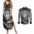 New Zealand Rugby Couples Matching Summer Maxi Dress and Long Sleeve Button Shirts Silver Fern All Black Mix Ta Moko White Style LT9 - Wonder Print Shop