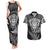 New Zealand Rugby Couples Matching Tank Maxi Dress and Hawaiian Shirt Silver Fern All Black Mix Ta Moko White Style LT9 - Wonder Print Shop