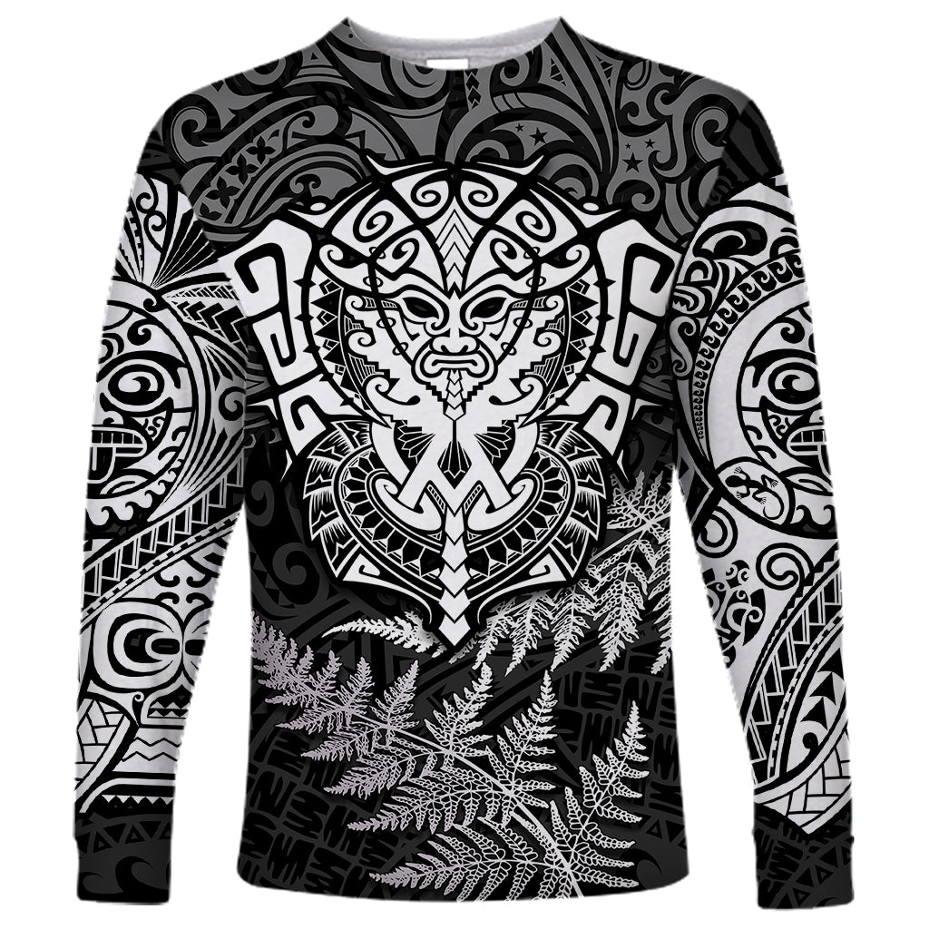 New Zealand Rugby Long Sleeve Shirt Silver Fern All Black Mix Ta Moko White Style - Wonder Print Shop