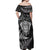 New Zealand Rugby Off Shoulder Maxi Dress Silver Fern All Black Mix Ta Moko White Style - Wonder Print Shop