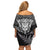 New Zealand Rugby Off Shoulder Short Dress Silver Fern All Black Mix Ta Moko White Style - Wonder Print Shop