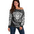 New Zealand Rugby Off Shoulder Sweater Silver Fern All Black Mix Ta Moko White Style - Wonder Print Shop