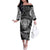 New Zealand Rugby Off The Shoulder Long Sleeve Dress Silver Fern All Black Mix Ta Moko White Style - Wonder Print Shop