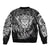 Personalised New Zealand Rugby Bomber Jacket Silver Fern All Black Mix Ta Moko White Style LT9 - Wonder Print Shop