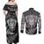 Personalised New Zealand Rugby Couples Matching Off Shoulder Maxi Dress and Long Sleeve Button Shirts Silver Fern All Black Mix Ta Moko White Style LT9 - Wonder Print Shop