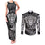 Personalised New Zealand Rugby Couples Matching Tank Maxi Dress and Long Sleeve Button Shirts Silver Fern All Black Mix Ta Moko White Style LT9 - Wonder Print Shop