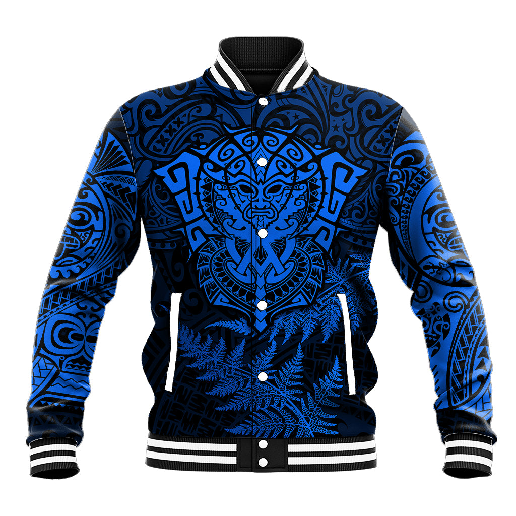 New Zealand Rugby Baseball Jacket Silver Fern All Black Mix Ta Moko Blue Style LT9 - Wonder Print Shop