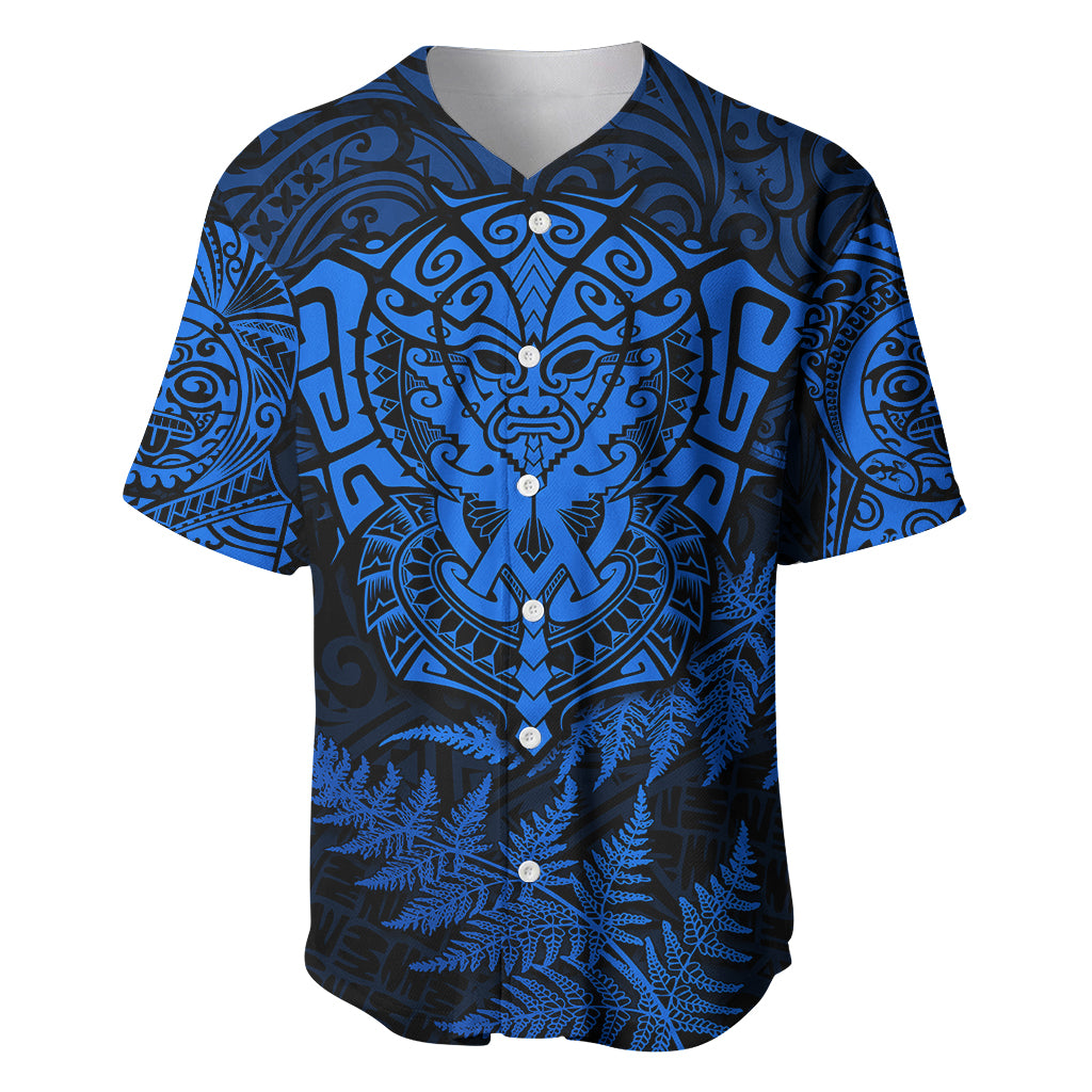 New Zealand Rugby Baseball Jersey Silver Fern All Black Mix Ta Moko Blue Style LT9 - Wonder Print Shop