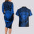 New Zealand Rugby Couples Matching Long Sleeve Bodycon Dress and Hawaiian Shirt Silver Fern All Black Mix Ta Moko Blue Style LT9 - Wonder Print Shop