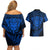 New Zealand Rugby Couples Matching Off Shoulder Short Dress and Hawaiian Shirt Silver Fern All Black Mix Ta Moko Blue Style LT9 - Wonder Print Shop