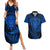 New Zealand Rugby Couples Matching Summer Maxi Dress and Hawaiian Shirt Silver Fern All Black Mix Ta Moko Blue Style LT9 - Wonder Print Shop