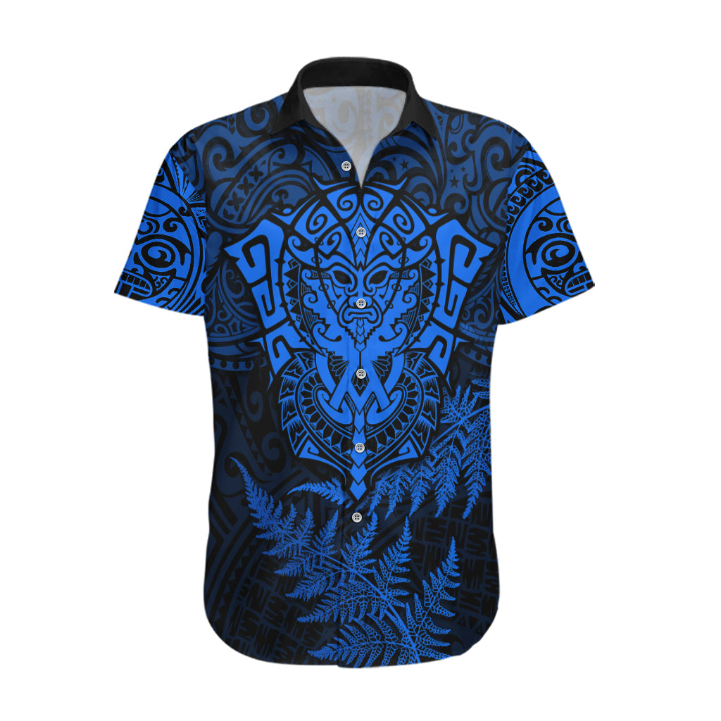 New Zealand Rugby Hawaiian Shirt Silver Fern All Black Mix Ta Moko Blue Style - Wonder Print Shop