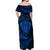 Personalised New Zealand Rugby Off Shoulder Maxi Dress Silver Fern All Black Mix Ta Moko Blue Style - Wonder Print Shop