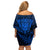 Personalised New Zealand Rugby Off Shoulder Short Dress Silver Fern All Black Mix Ta Moko Blue Style - Wonder Print Shop