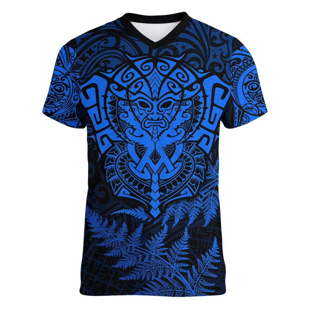 personalised-new-zealand-rugby-women-v-neck-t-shirt-silver-fern-all-black-mix-ta-moko-blue-style