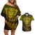 New Zealand Rugby Couples Matching Off Shoulder Short Dress and Hawaiian Shirt Silver Fern All Black Mix Ta Moko Gold Style LT9 - Wonder Print Shop