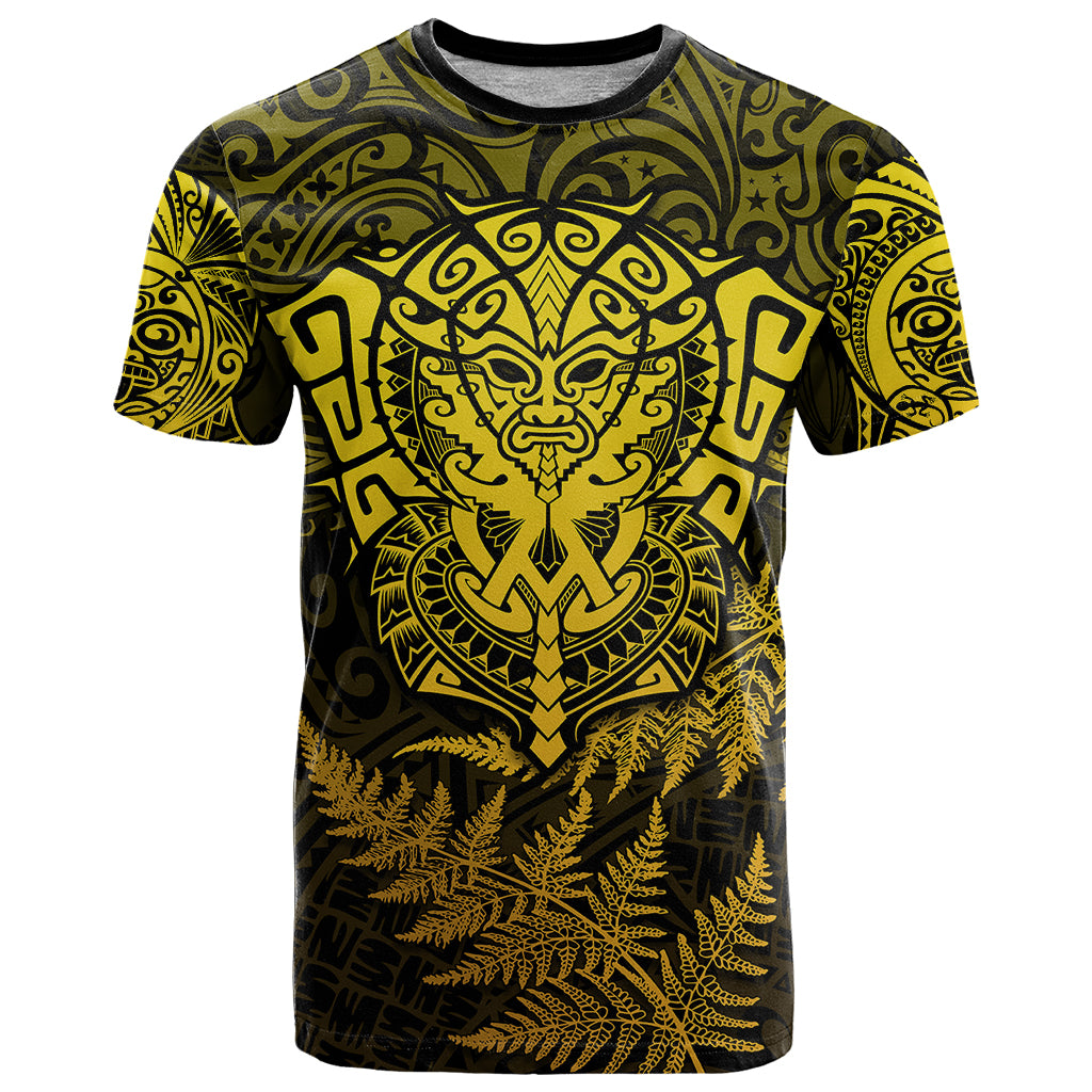 New Zealand Rugby T Shirt Silver Fern All Black Mix Ta Moko Gold Style - Wonder Print Shop