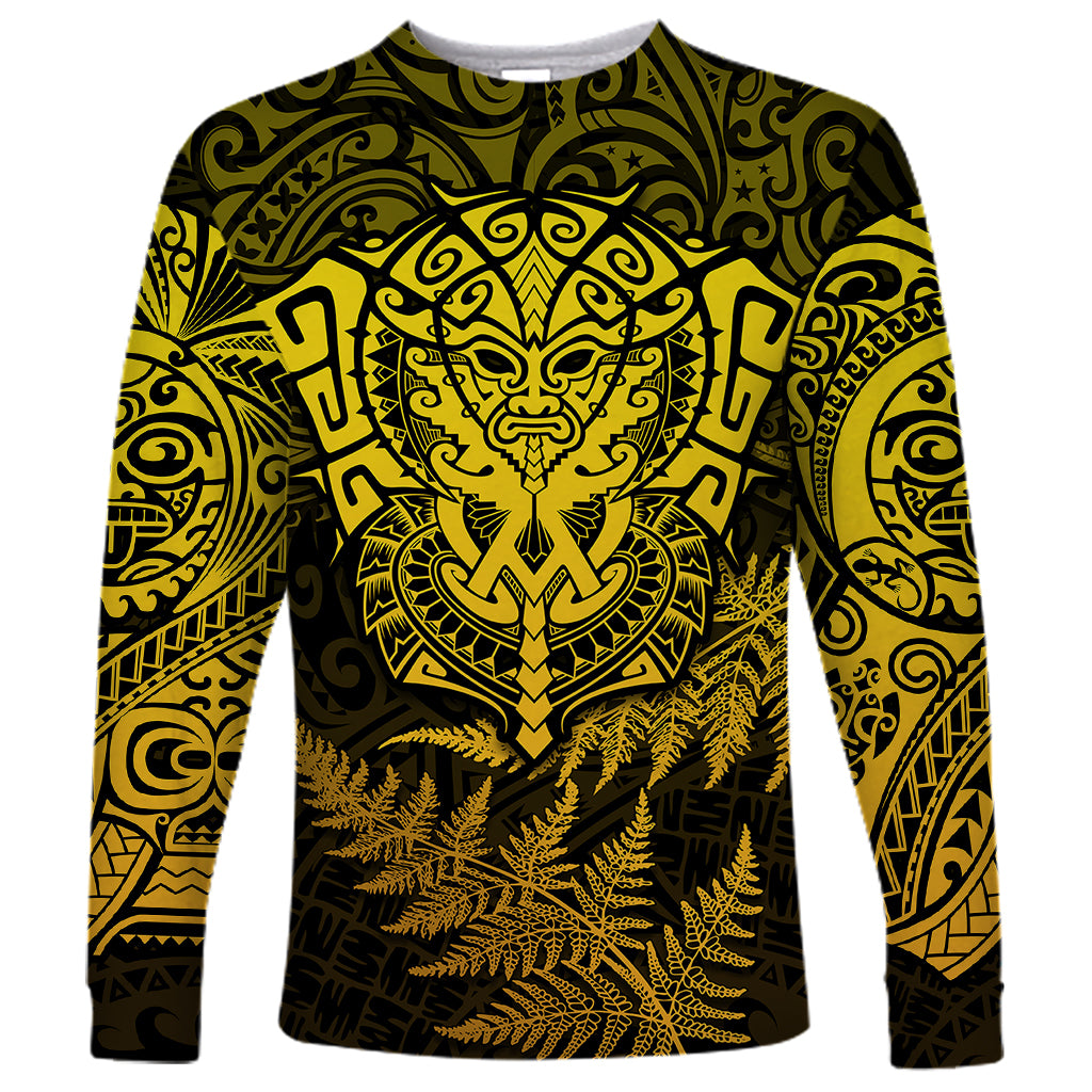 New Zealand Rugby Long Sleeve Shirt Silver Fern All Black Mix Ta Moko Gold Style - Wonder Print Shop