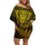 New Zealand Rugby Off Shoulder Short Dress Silver Fern All Black Mix Ta Moko Gold Style - Wonder Print Shop