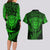 New Zealand Rugby Couples Matching Long Sleeve Bodycon Dress and Hawaiian Shirt Silver Fern All Black Mix Ta Moko Green Style LT9 - Wonder Print Shop