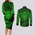 New Zealand Rugby Couples Matching Long Sleeve Bodycon Dress and Long Sleeve Button Shirts Silver Fern All Black Mix Ta Moko Green Style LT9 - Wonder Print Shop