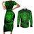 New Zealand Rugby Couples Matching Short Sleeve Bodycon Dress and Long Sleeve Button Shirts Silver Fern All Black Mix Ta Moko Green Style LT9 - Wonder Print Shop