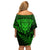 New Zealand Rugby Off Shoulder Short Dress Silver Fern All Black Mix Ta Moko Green Style - Wonder Print Shop