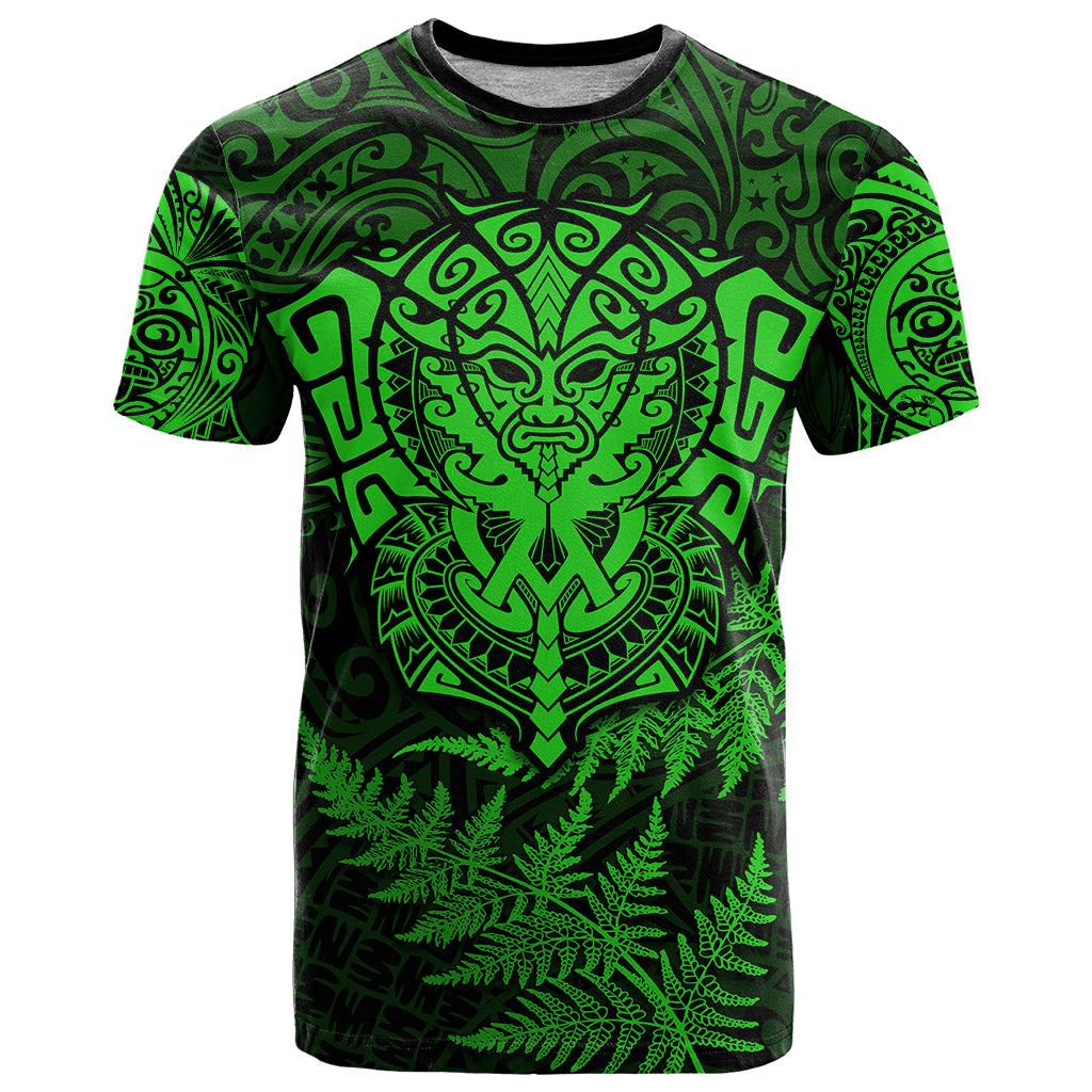 New Zealand Rugby T Shirt Silver Fern All Black Mix Ta Moko Green Style - Wonder Print Shop