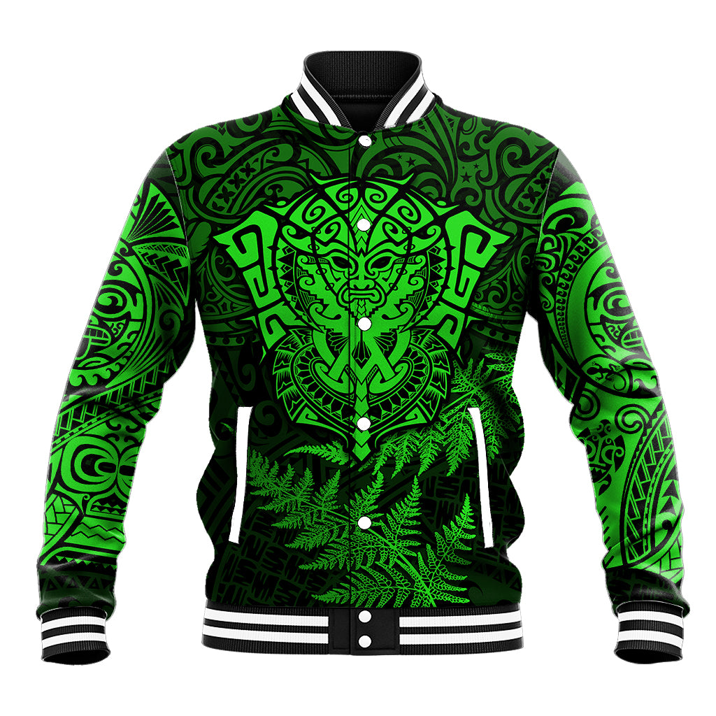 New Zealand Rugby Baseball Jacket Silver Fern All Black Mix Ta Moko Green Style LT9 - Wonder Print Shop