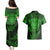 New Zealand Rugby Couples Matching Puletasi Dress and Hawaiian Shirt Silver Fern All Black Mix Ta Moko Green Style LT9 - Wonder Print Shop