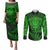 New Zealand Rugby Couples Matching Puletasi Dress and Long Sleeve Button Shirts Silver Fern All Black Mix Ta Moko Green Style LT9 - Wonder Print Shop