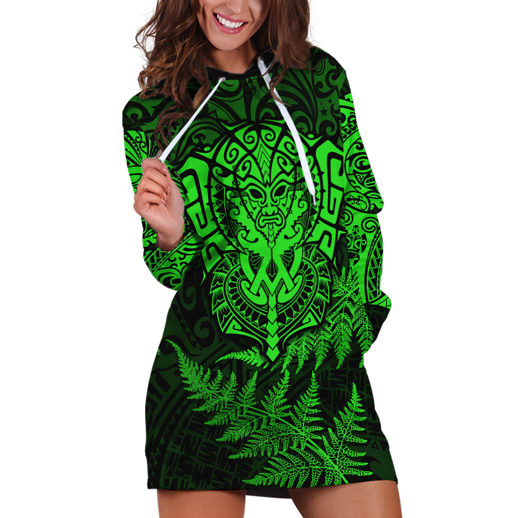 New Zealand Rugby Hoodie Dress Silver Fern All Black Mix Ta Moko Green Style - Wonder Print Shop