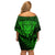 New Zealand Rugby Off Shoulder Short Dress Silver Fern All Black Mix Ta Moko Green Style - Wonder Print Shop