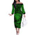 New Zealand Rugby Off The Shoulder Long Sleeve Dress Silver Fern All Black Mix Ta Moko Green Style - Wonder Print Shop