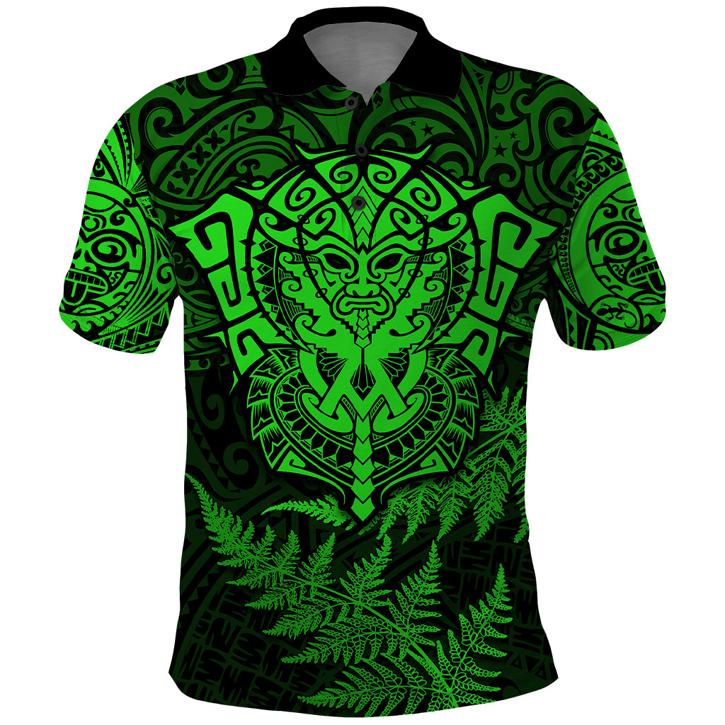 New Zealand Rugby Polo Shirt Silver Fern All Black Mix Ta Moko Green Style - Wonder Print Shop