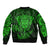 New Zealand Rugby Sleeve Zip Bomber Jacket Silver Fern All Black Mix Ta Moko Green Style - Wonder Print Shop