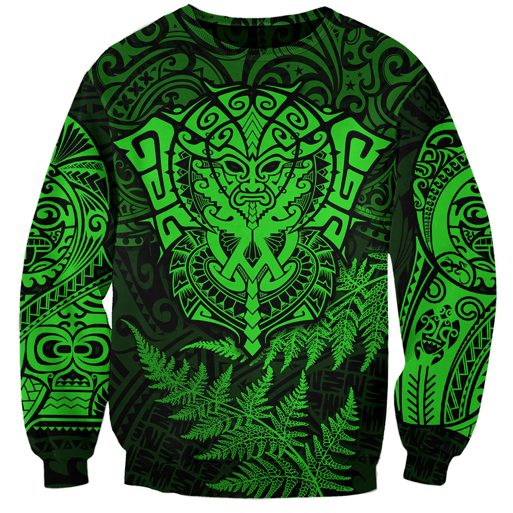 New Zealand Rugby Sweatshirt Silver Fern All Black Mix Ta Moko Green Style - Wonder Print Shop