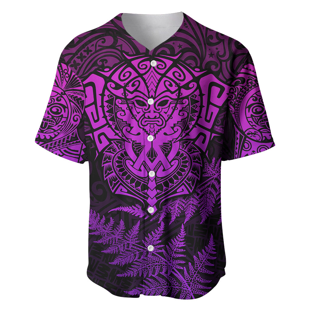 New Zealand Rugby Baseball Jersey Silver Fern All Black Mix Ta Moko Purple Style LT9 - Wonder Print Shop