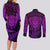 New Zealand Rugby Couples Matching Long Sleeve Bodycon Dress and Long Sleeve Button Shirts Silver Fern All Black Mix Ta Moko Purple Style LT9 - Wonder Print Shop