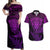 New Zealand Rugby Couples Matching Off Shoulder Maxi Dress and Hawaiian Shirt Silver Fern All Black Mix Ta Moko Purple Style LT9 - Wonder Print Shop